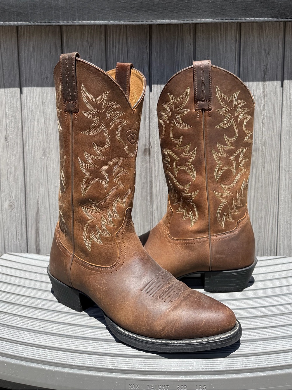 Ariat Size 8 Heritage R Toe Men's Brown Leather Western Cowboy Riding Boots